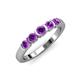 1 - Roena 0.66 ctw Amethyst Round (3.80 mm) & (3.30 mm) 5 Stone Wedding Band 