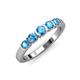 1 - Roena 0.74 ctw Blue Topaz Round (3.80 mm) & (3.30 mm) 5 Stone Wedding Band 