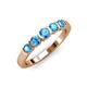 1 - Roena 0.74 ctw Blue Topaz Round (3.80 mm) & (3.30 mm) 5 Stone Wedding Band 