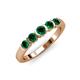 1 - Roena 0.66 ctw Emerald Round (3.80 mm) & (3.30 mm) 5 Stone Wedding Band 
