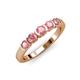 1 - Roena 0.66 ctw Pink Tourmaline Round (3.80 mm) & (3.30 mm) 5 Stone Wedding Band 