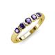 1 - Roena 0.66 ctw Iolite Round (3.80 mm) & (3.30 mm) 5 Stone Wedding Band 