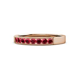 Gania Ruby Stone Wedding Band Ruby Stone Channel set Milgrain Womens Wedding Band Stackable ctw K Rose Gold