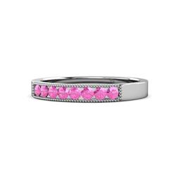 Gania Pink Sapphire Stone Wedding Band Pink Sapphire Stone Channel set Milgrain Womens Wedding Band Stackable ctw K White Gold