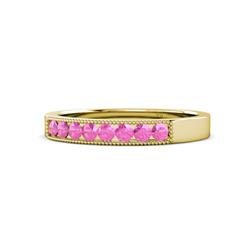 Gania Pink Sapphire Stone Wedding Band Pink Sapphire Stone Channel set Milgrain Womens Wedding Band Stackable ctw K Yellow Gold