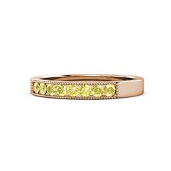 Gania Yellow Sapphire Stone Wedding Band Yellow Sapphire Stone Channel set Milgrain Womens Wedding Band Stackable ctw K Rose Gold