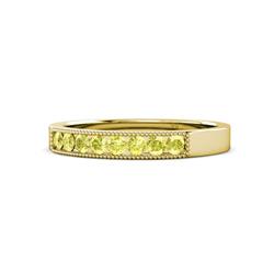 Gania Yellow Diamond Stone Wedding Band Yellow Diamond Stone Channel set Milgrain Womens Wedding Band Stackable ctw K Yellow Gold