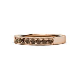 Gania Smoky Quartz Stone Wedding Band Smoky Quartz Stone Channel set Milgrain Womens Wedding Band Stackable ctw K Rose Gold