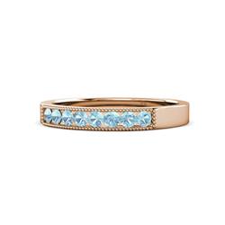Gania Aquamarine Stone Wedding Band Aquamarine Stone Channel set Milgrain Womens Wedding Band Stackable ctw K Rose Gold