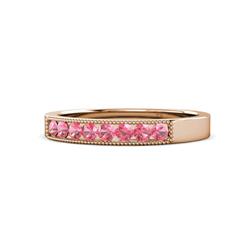 Gania Pink Tourmaline Stone Wedding Band Pink Tourmaline Stone Channel set Milgrain Womens Wedding Band Stackable ctw K Rose Gold