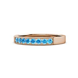 Gania Blue Topaz Stone Wedding Band Blue Topaz Stone Channel set Milgrain Womens Wedding Band Stackable ctw K Rose Gold