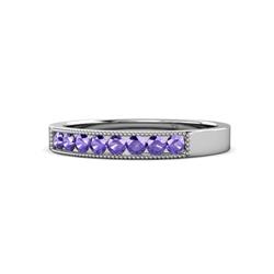 Gania Iolite Stone Wedding Band Iolite Stone Channel set Milgrain Womens Wedding Band Stackable ctw K White Gold