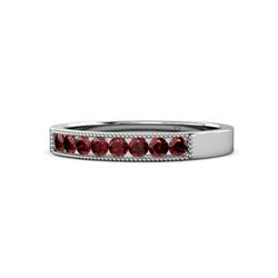 Gania Red Garnet Stone Wedding Band Red Garnet Stone Channel set Milgrain Womens Wedding Band Stackable ctw K White Gold