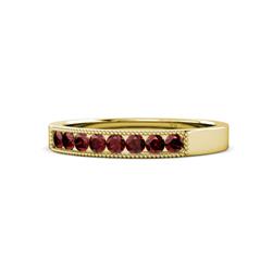 Gania Red Garnet Stone Wedding Band Red Garnet Stone Channel set Milgrain Womens Wedding Band Stackable ctw K Yellow Gold