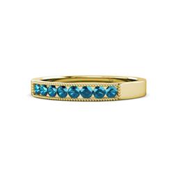 Gania Blue Diamond Stone Wedding Band Blue Diamond Stone Channel set Milgrain Womens Wedding Band Stackable ctw K Yellow Gold