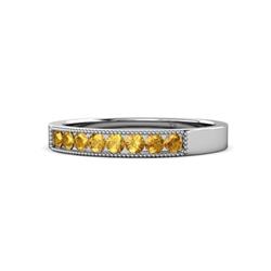Gania Citrine Stone Wedding Band Citrine Stone Channel set Milgrain Womens Wedding Band Stackable ctw Platinum
