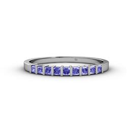 Neria Tanzanite Stone Wedding Band Princess Cut Tanzanite ctw Stone Womens Wedding Band Stackable K White Gold