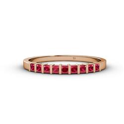 Neria Ruby Stone Wedding Band Princess Cut Ruby ctw Stone Womens Wedding Band Stackable K Rose Gold