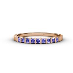 Neria Tanzanite Stone Wedding Band Princess Cut Tanzanite ctw Stone Womens Wedding Band Stackable K Rose Gold