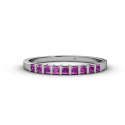 Neria Amethyst Stone Wedding Band Princess Cut Amethyst ctw Stone Womens Wedding Band Stackable K White Gold
