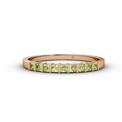 Neria Peridot Stone Wedding Band Princess Cut Peridot ctw Stone Womens Wedding Band Stackable K Rose Gold