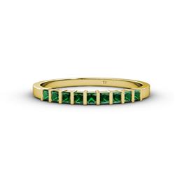 Neria Lab Created Emerald Stone Wedding Band Princess Cut Lab Created Emerald ctw Stone Womens Wedding Band Stackable K Yellow Gold