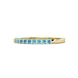 Neria Blue Topaz Stone Wedding Band Princess Blue Topaz Stone Womens Wedding Band Stackable ctw K Yellow Gold