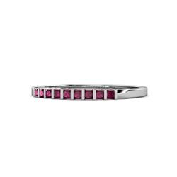 Neria Rhodolite Garnet Stone Wedding Band Princess Rhodolite Garnet Stone Womens Wedding Band Stackable ctw K White Gold