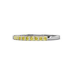 Neria Yellow Sapphire Stone Wedding Band Princess Yellow Sapphire Stone Womens Wedding Band Stackable ctw K White Gold