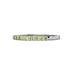 Neria Peridot Stone Wedding Band Princess Peridot Stone Womens Wedding Band Stackable ctw K White Gold