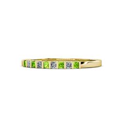 Neria Peridot and Diamond Stone Wedding Band Princess Peridot and Diamond stone Womens Wedding Band Stackable ctw K Yellow Gold