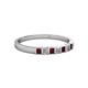 2 - Abila 2.50 mm Red Garnet and Diamond 7 Stone Wedding Band 