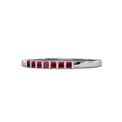 Abila ctw Princess Cut Ruby Stone Wedding Band Princess Cut Ruby ctw Channel set Women Stone Stackable Wedding Band in K White Gold