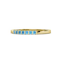 Abila ctw Princess Cut Blue Topaz Stone Wedding Band Princess Cut Blue Topaz ctw Channel set Women Stone Stackable Wedding Band in K Yellow Gold