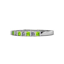 Abila Peridot and Diamond Stone Wedding Band Princess Peridot and Diamond Stone Womens Wedding Band Stackable ctw K White Gold