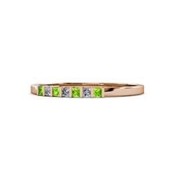 Abila Peridot and Diamond Stone Wedding Band Princess Peridot and Diamond Stone Womens Wedding Band Stackable ctw K Rose Gold