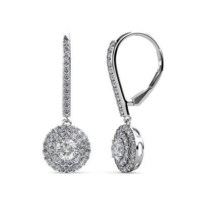 Mavra Diamond Double Halo Dangling Earrings