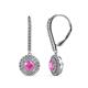 1 - Mavra 3.5mm Pink Sapphire and Diamond Double Halo Dangling Earrings 