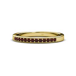 Janice Red Garnet Stone Wedding Band Red Garnet Stone Milgrain Womens Wedding Band Stackable ctw K Yellow Gold