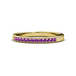 Janice Amethyst Stone Wedding Band Amethyst Stone Milgrain Womens Wedding Band Stackable ctw K Yellow Gold