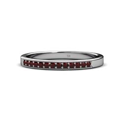 Janice Red Garnet Stone Wedding Band Red Garnet Stone Milgrain Womens Wedding Band Stackable ctw K White Gold