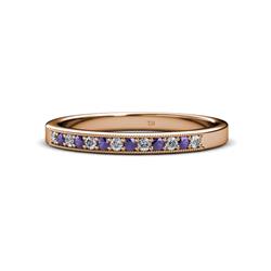 Janice Iolite and Diamond Stone Wedding Band Iolite and Diamond Stone Milgrain Womens Wedding Band Stackable ctw K Rose Gold