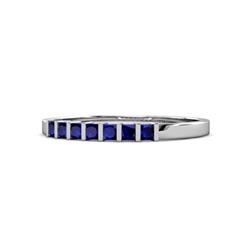 Abila ctw Princess Cut Blue Sapphire Stone Wedding Band Princess Cut Blue Sapphire ctw Channel set Women Stone Stackable Wedding Band in K White Gold