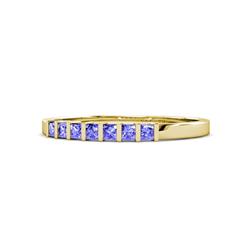 Abila ctw Princess Cut Tanzanite Stone Wedding Band Princess Cut Tanzanite ctw Channel set Women Stone Stackable Wedding Band in K Yellow Gold