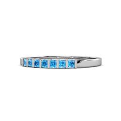 Abila ctw Princess Cut Blue Topaz Stone Wedding Band Princess Cut Blue Topaz ctw Channel set Women Stone Stackable Wedding Band in K White Gold
