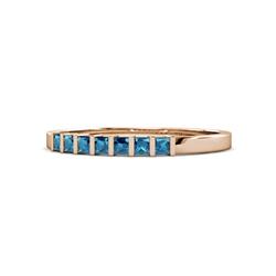 Abila ctw Princess Cut Blue Diamond Stone Wedding Band Princess Cut Blue Diamond ctw Channel set Women Stone Stackable Wedding Band in K Rose Gold