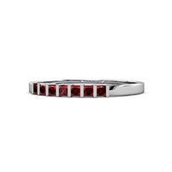 Abila ctw Princess Cut Red Garnet Stone Wedding Band Princess Cut Red Garnet ctw Channel set Women Stone Stackable Wedding Band in K White Gold