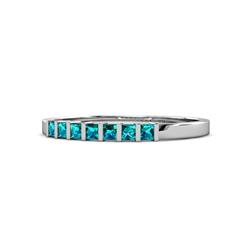 Abila ctw Princess Cut London Blue Topaz Stone Wedding Band Princess Cut London Blue Topaz ctw Channel set Women Stone Stackable Wedding Band in K White Gold