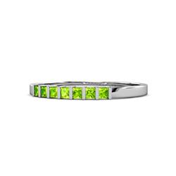 Abila ctw Princess Cut Peridot Stone Wedding Band Princess Cut Peridot ctw Channel set Women Stone Stackable Wedding Band in Platinum