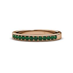 Janice Round Emerald Stone Wedding Band Round Emerald ctw Stone Milgrain Womens Wedding Band Stackable K Rose Gold